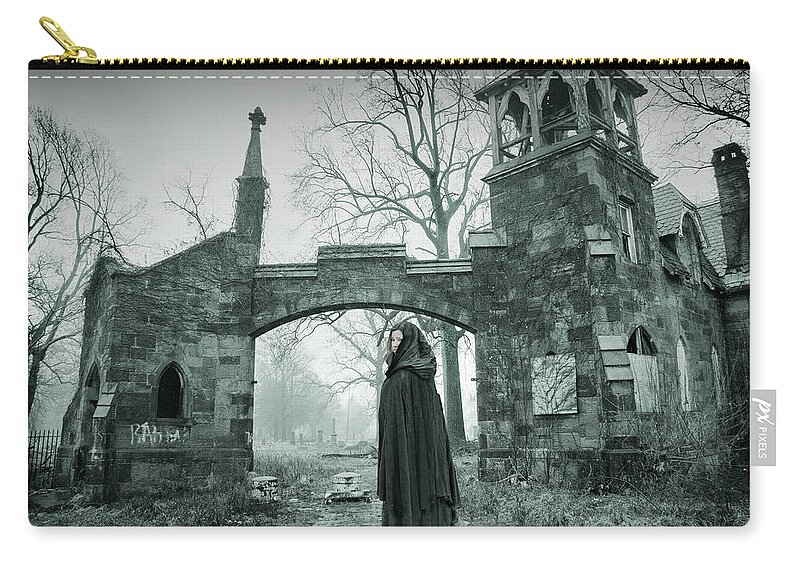 Halloween Zip Pouch featuring the photograph Woodland Cemetery by Yuri Lev