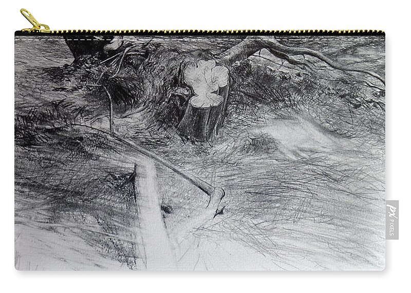 Woodland Zip Pouch featuring the drawing Woodland by Harry Robertson