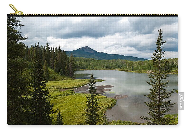 Wood's Lake Zip Pouch featuring the photograph Wood's Lake Summer Landscape by Cascade Colors