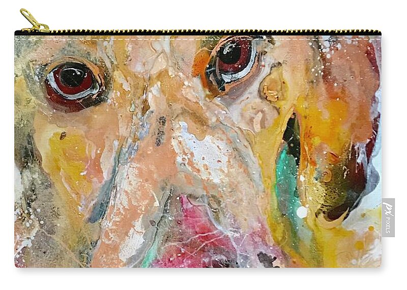 Dog Zip Pouch featuring the painting Woof by Kasha Ritter