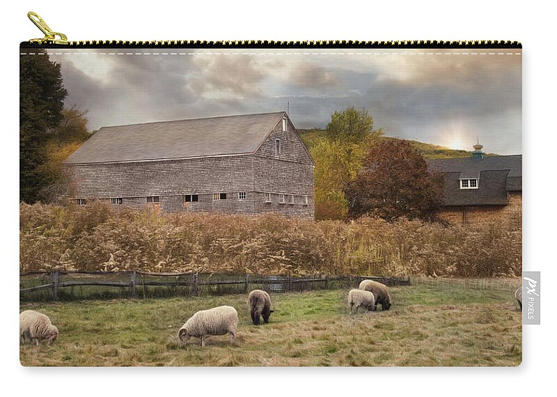 Sheep Zip Pouch featuring the photograph Woolen Fields by Robin-Lee Vieira