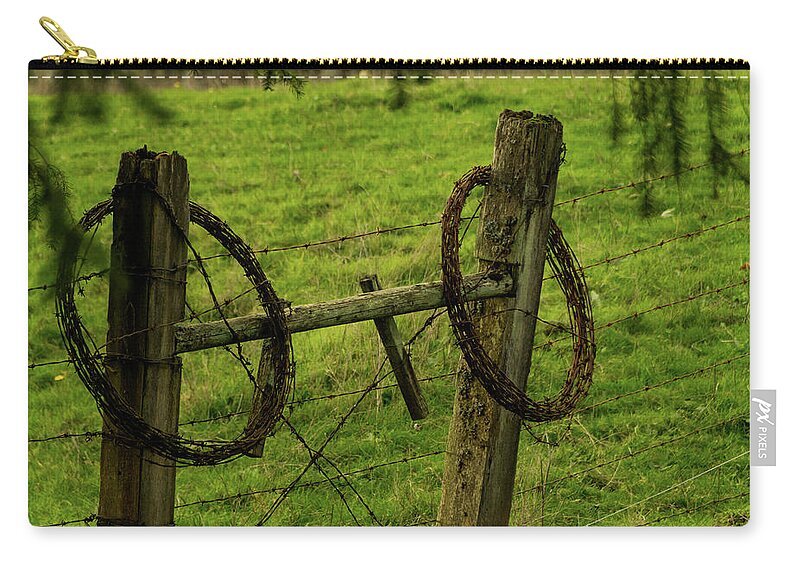 Fence Zip Pouch featuring the photograph Workman's Line by Laddie Halupa