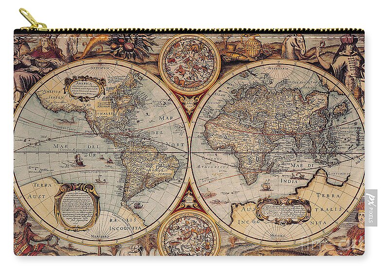 World Map Carry-all Pouch featuring the photograph World Map 1636 by Photo Researchers