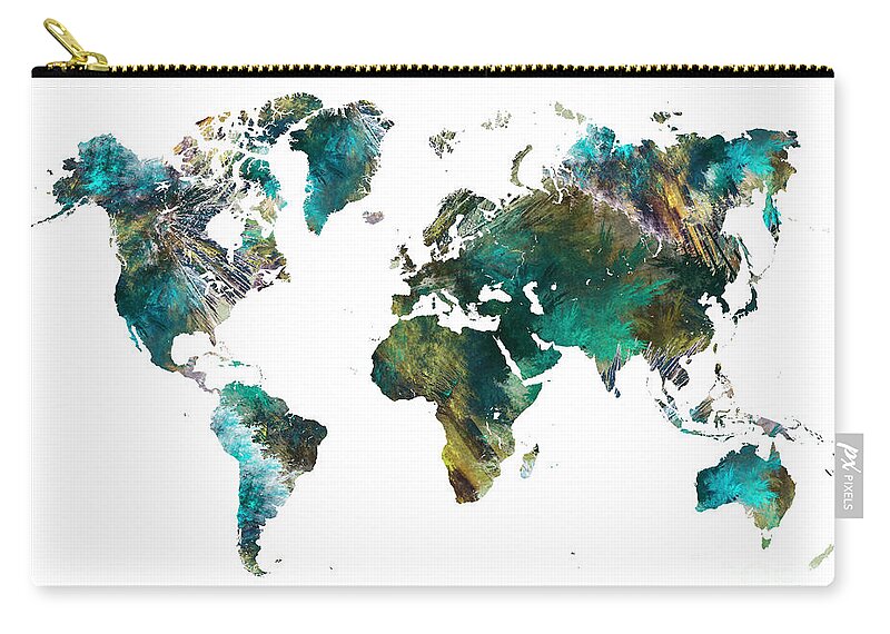Map Of The World Zip Pouch featuring the digital art World Map tree art by Justyna Jaszke JBJart