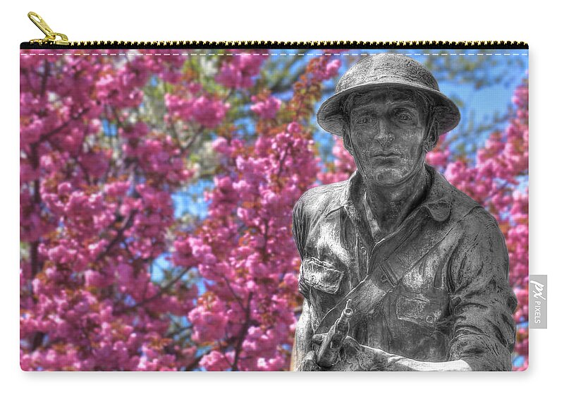 World War I Zip Pouch featuring the photograph World War I Buddy Monument Statue by Shelley Neff