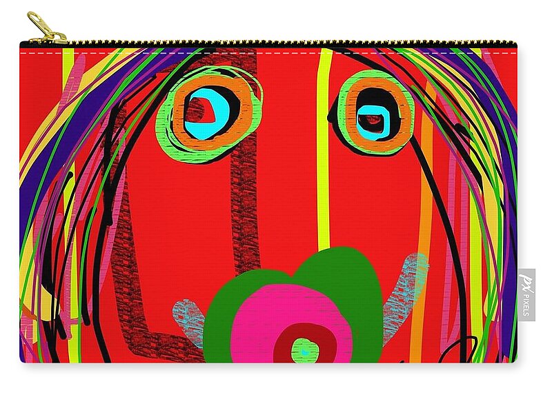 Abstract Zip Pouch featuring the digital art Worries Worries All Day Long by Susan Fielder
