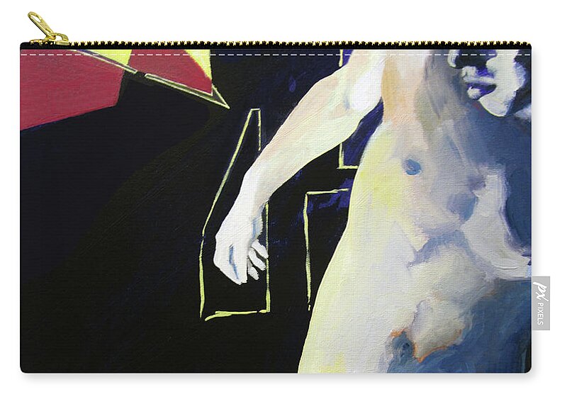 Nude Make Zip Pouch featuring the painting Wounded Spaces by Rene Capone