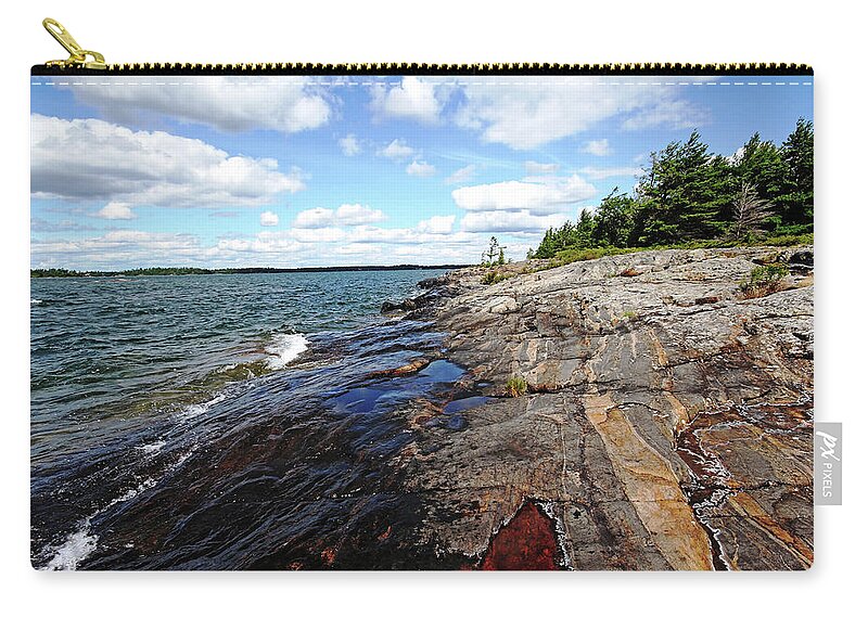 Wreck Island Zip Pouch featuring the photograph Wreck Island Shore IX by Debbie Oppermann