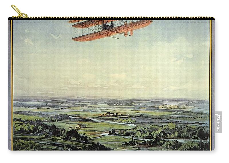 Dayton Zip Pouch featuring the mixed media Wright Brothers - World's Greatest Aviators - Dayton, Ohio - Retro travel Poster - Vintage Poster by Studio Grafiikka