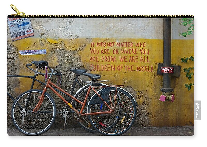 Quote Zip Pouch featuring the photograph Writing On The Wall by Carolyn Mickulas