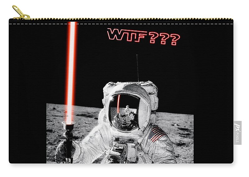 Wtf Zip Pouch featuring the photograph WTF? Alan Bean Finds Lightsaber on the Moon by Weston Westmoreland