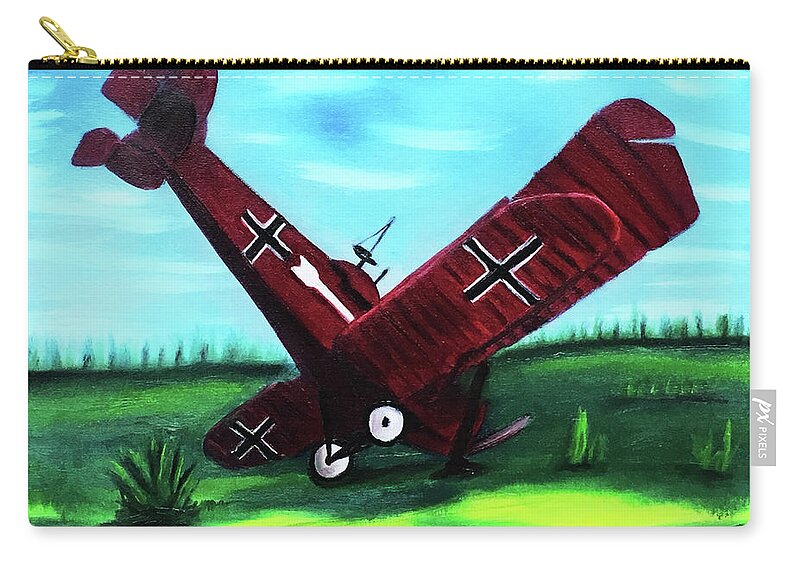 Airplane Zip Pouch featuring the painting WWI-BiPlane by Dean Glorso