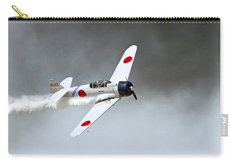 Mitsubishi A6m Zero Zip Pouch featuring the photograph WWII Fighter by Shoal Hollingsworth