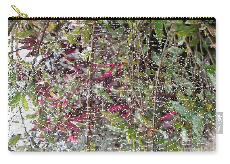 Spider Web Zip Pouch featuring the photograph WWW by Michelle S White