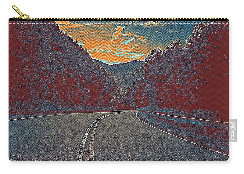 Nature Zip Pouch featuring the painting Wynding Road In Between Trees by Celestial Images