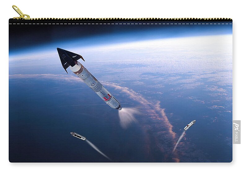 U.s. Air Force X-20 Dyna-soar Zip Pouch featuring the digital art X-20 Spaceplane into Orbit by Erik Simonsen