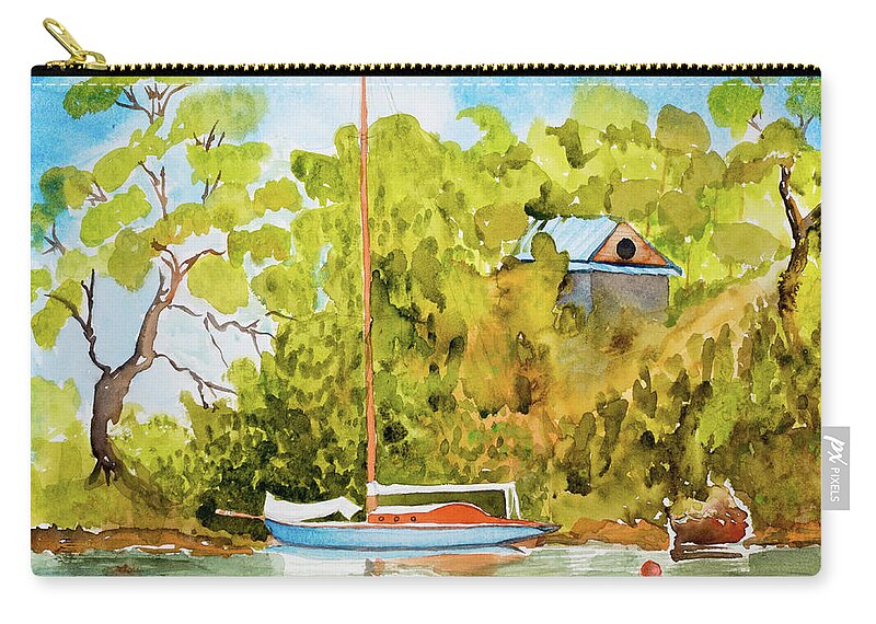 Yacht Zip Pouch featuring the painting Yacht Weene' in Barnes Bay by Dorothy Darden