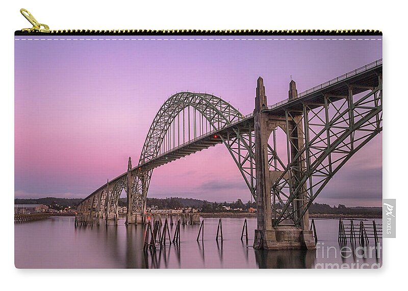 Oregon Zip Pouch featuring the photograph Yaquina Bay bridge in blue light by Paul Quinn