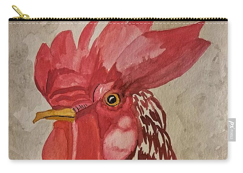 Year Of The Rooster 2017 Zip Pouch featuring the painting Year of the Rooster 2017 by Maria Urso