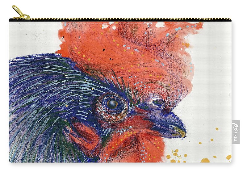 Rooster Carry-all Pouch featuring the mixed media Year of the Rooster by AnneMarie Welsh