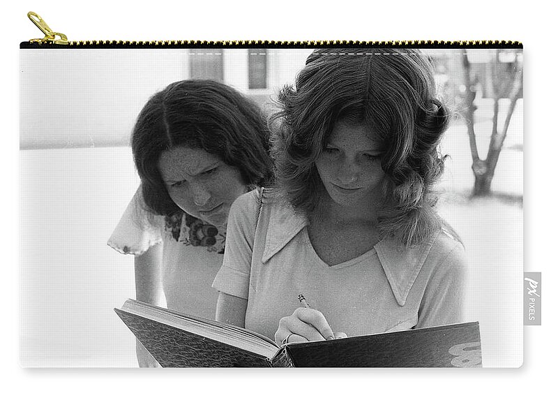 Phoenix Carry-all Pouch featuring the photograph Yearbook Signing, 1972, Part 1 by Jeremy Butler