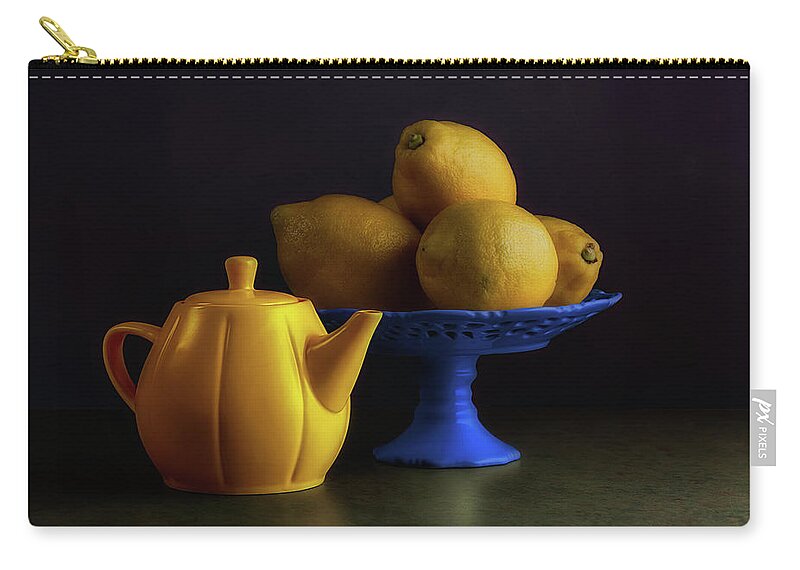 Citrus Zip Pouch featuring the photograph Yellow and Blue Still Life by Tom Mc Nemar