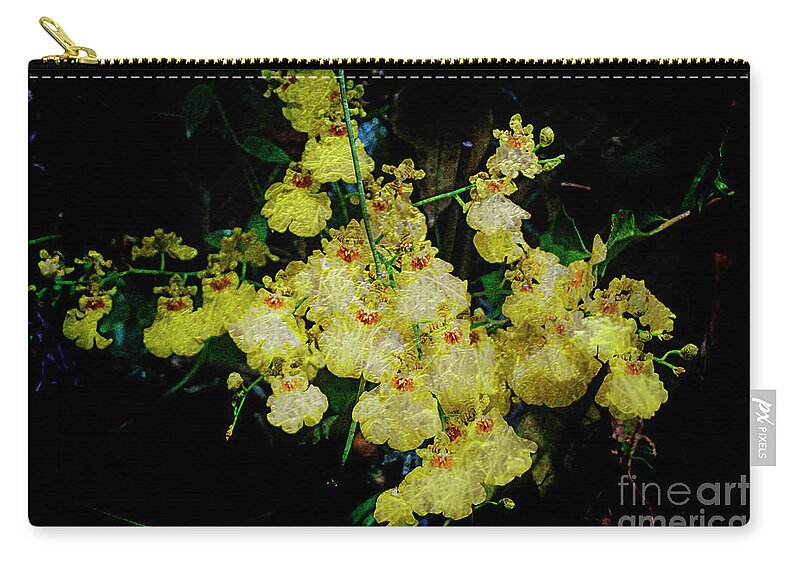 Floral Zip Pouch featuring the photograph Yellow/blk orchid flowers by Deb Nakano