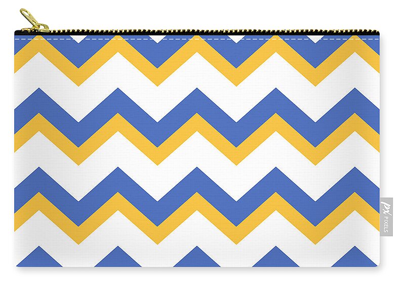 Chevron Zip Pouch featuring the mixed media Yellow Blue Chevron Pattern by Christina Rollo