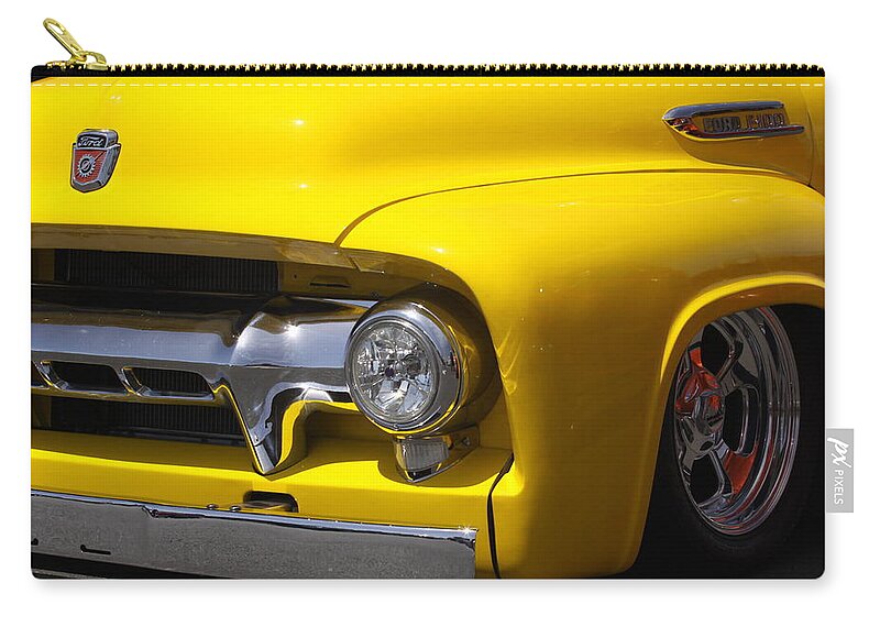 Ford Zip Pouch featuring the photograph Yellow custom Ford F100 by Jeff Floyd CA