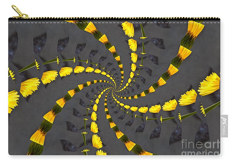 Yellow Zip Pouch featuring the photograph Yellow Daisy Spin Wheel by Debra Martz