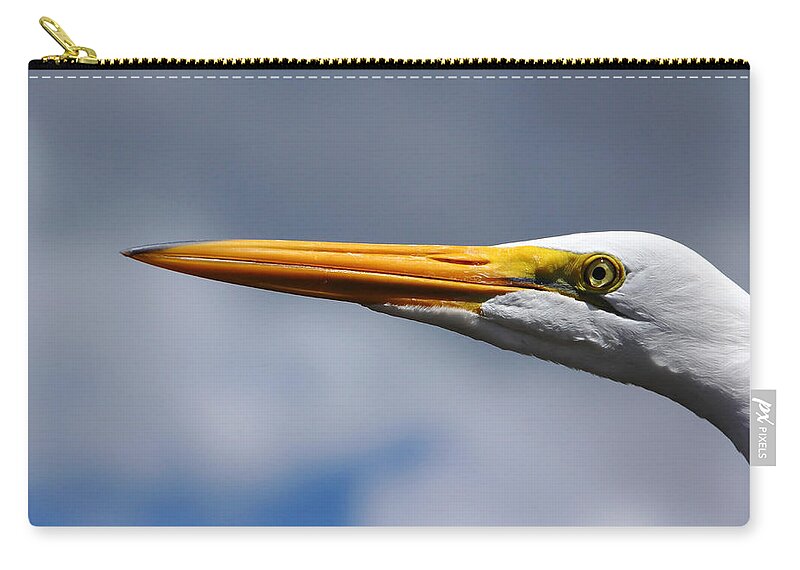 Egrets Zip Pouch featuring the photograph Yellow Eyes by Debbie Oppermann