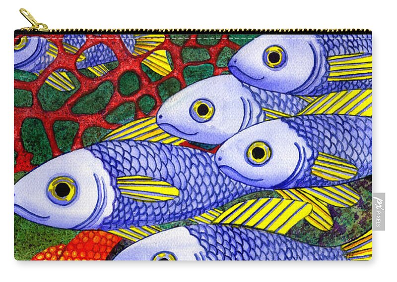Fish Zip Pouch featuring the painting Yellow Fins by Catherine G McElroy
