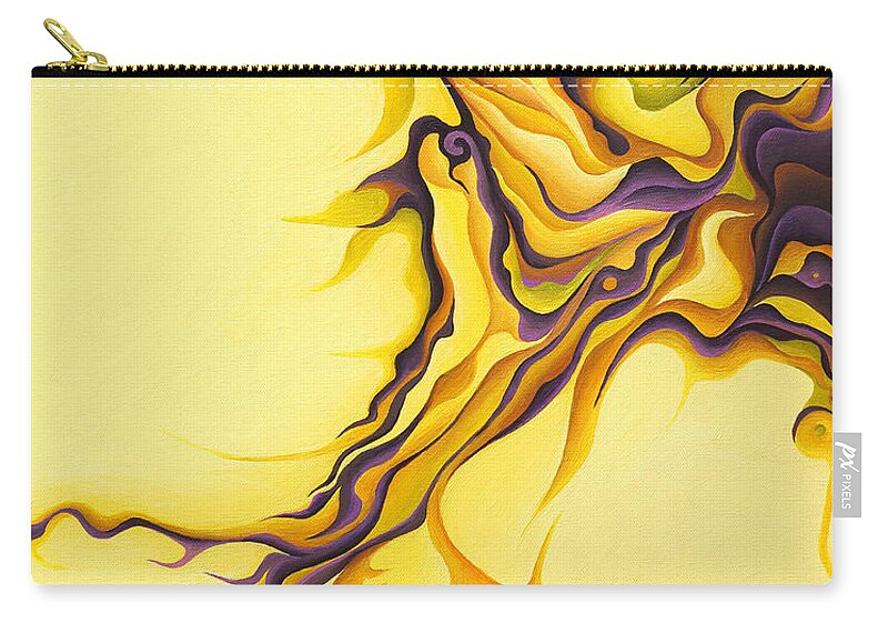 Yellow Zip Pouch featuring the painting Yellow Flow by Amy Ferrari