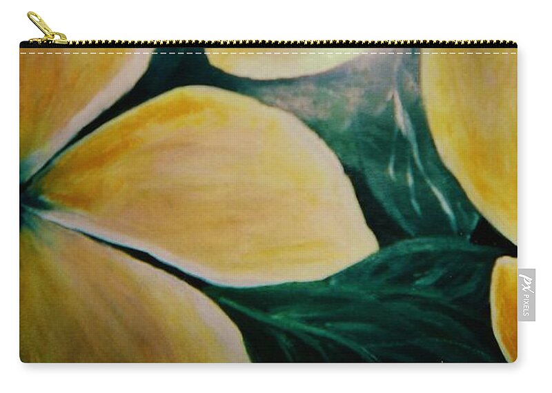 Yellow Zip Pouch featuring the painting Yellow Flowers by Christy Saunders Church