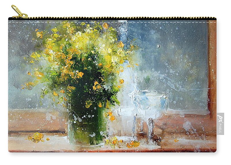 Russian Artists New Wave Carry-all Pouch featuring the painting Yellow Flowers by Igor Medvedev