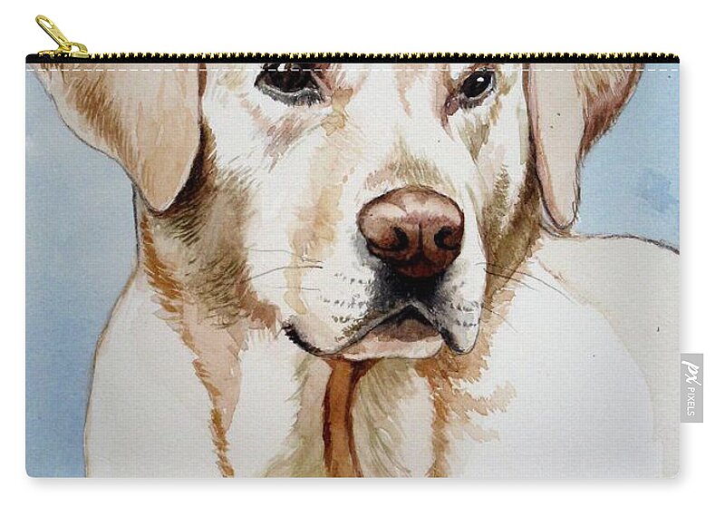 Lab Zip Pouch featuring the painting Yellow Lab by Christopher Shellhammer