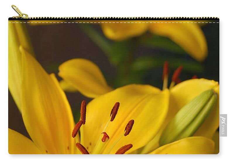 Flower Carry-all Pouch featuring the photograph Yellow Lily Mirror by Amy Fose