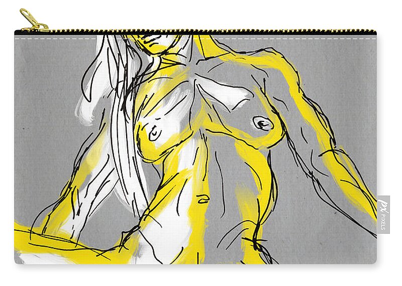Figure Zip Pouch featuring the digital art Yellow Nude by Michael Kallstrom