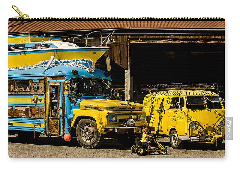 Bus Zip Pouch featuring the photograph Yellow by Richard Kimbrough
