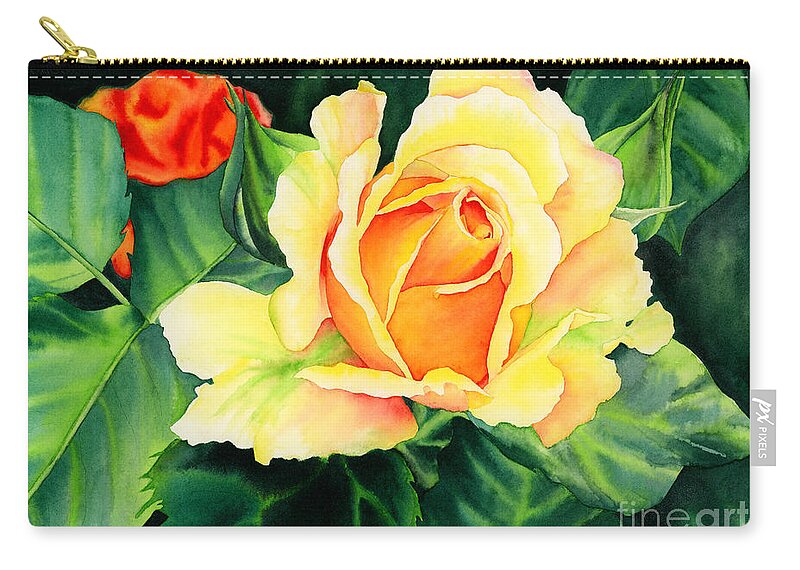 Watercolor Zip Pouch featuring the painting Yellow Roses by Hailey E Herrera