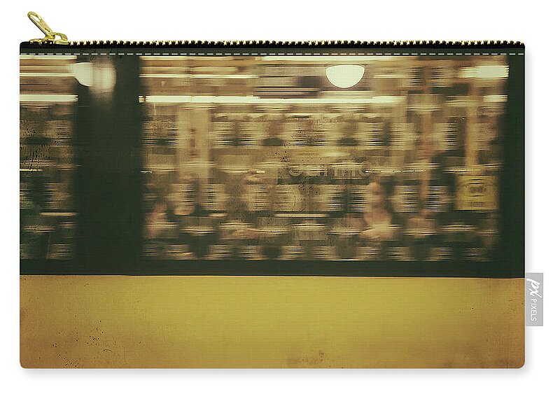 Train Photograph Zip Pouch featuring the photograph Yellow subway Train by Ivy Ho