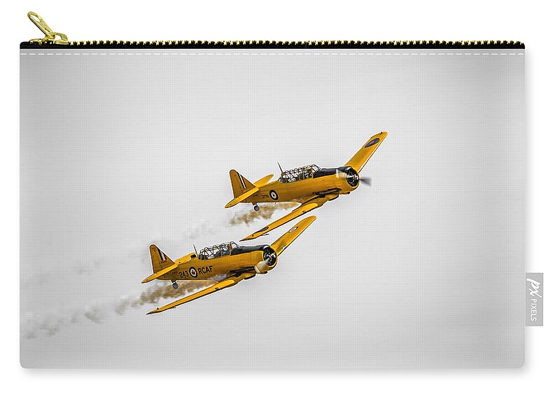 Airport Zip Pouch featuring the photograph Yellow Thunder Harvard Team by Bill Cubitt