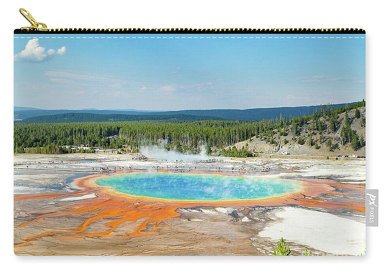 Grand Prismatic Spring Carry-all Pouch featuring the photograph Yellowstone Grand Prismatic Spring by Andy Myatt