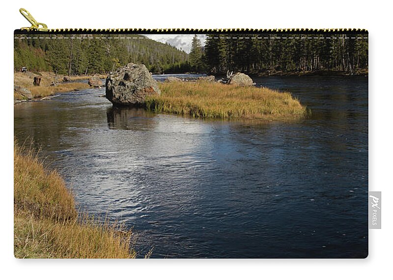 Yellowstone National Park Zip Pouch featuring the photograph Yellowstone Nat'l Park Madison River by Cindy Murphy - NightVisions