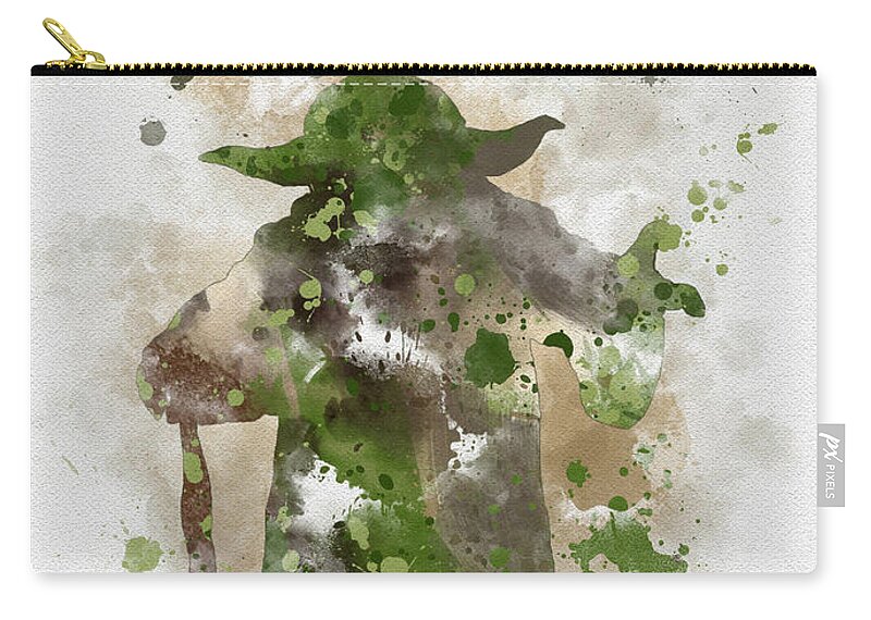 Star Wars Zip Pouch featuring the mixed media Yoda by My Inspiration