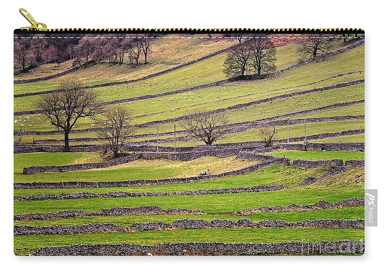 Yorkshire Dales Zip Pouch featuring the photograph Yorkshire Dales Stone Walls by Martyn Arnold