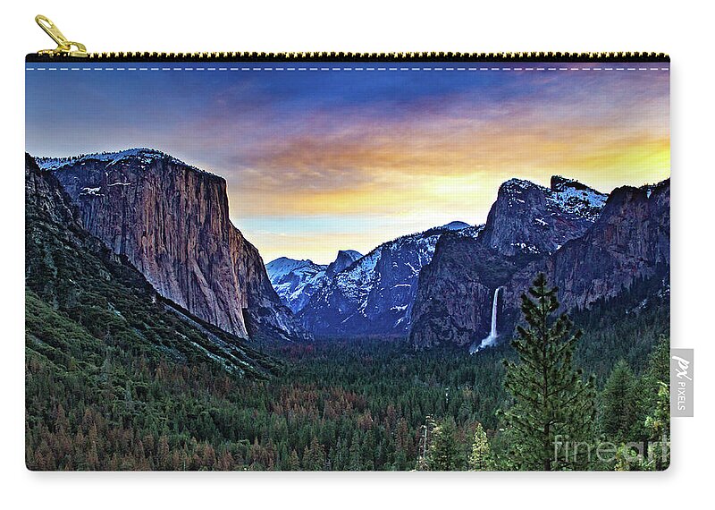 Landscape Zip Pouch featuring the photograph Yosemite Sunrise by Adam Morsa