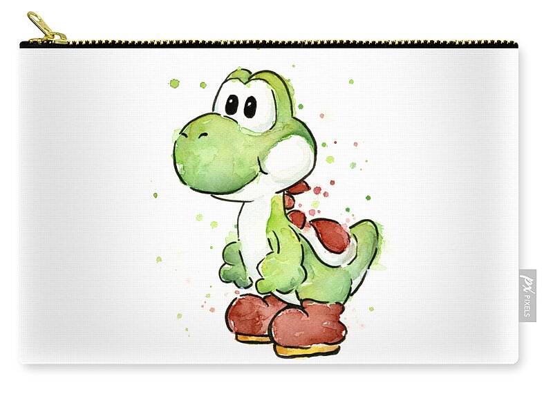 Watercolor Zip Pouch featuring the painting Yoshi Watercolor by Olga Shvartsur