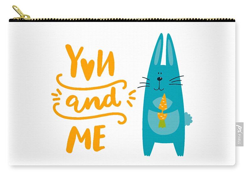 You Zip Pouch featuring the digital art You and Me Bunny Rabbit by Edward Fielding
