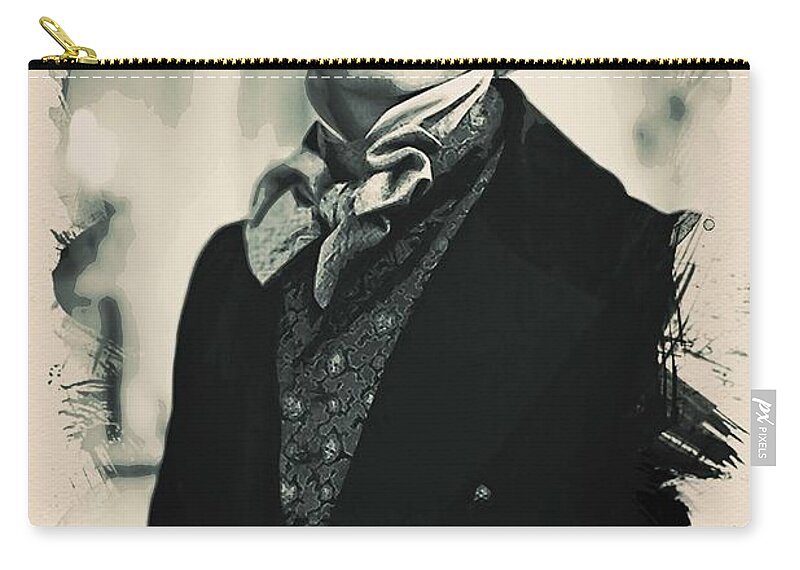 Man Zip Pouch featuring the painting Young Faces from the past Series by Adam Asar, No 93 by Celestial Images